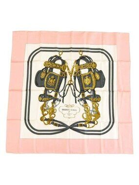 Hermes Silk Scarf Carre 90 Brides de GALA by Hugo Grygkar Pink White